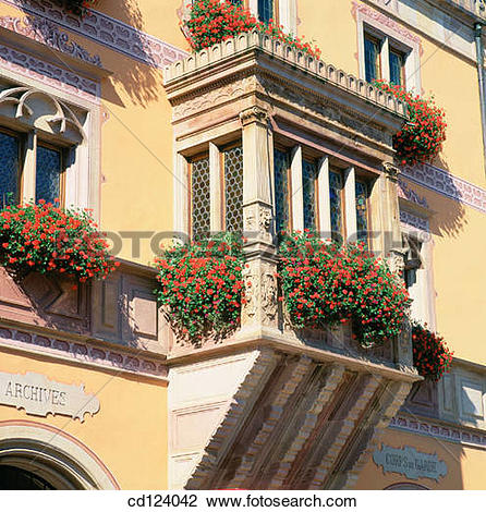 Stock Photo of Town Hall. Obernai. Alsatian Wine Road. France.