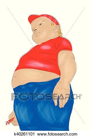 Obese child Clipart.
