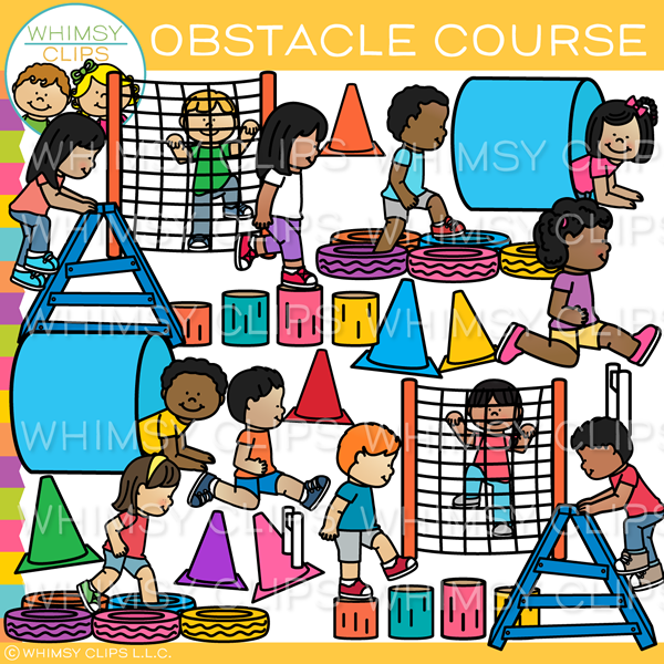Kids Obstacle Course Clip Art.