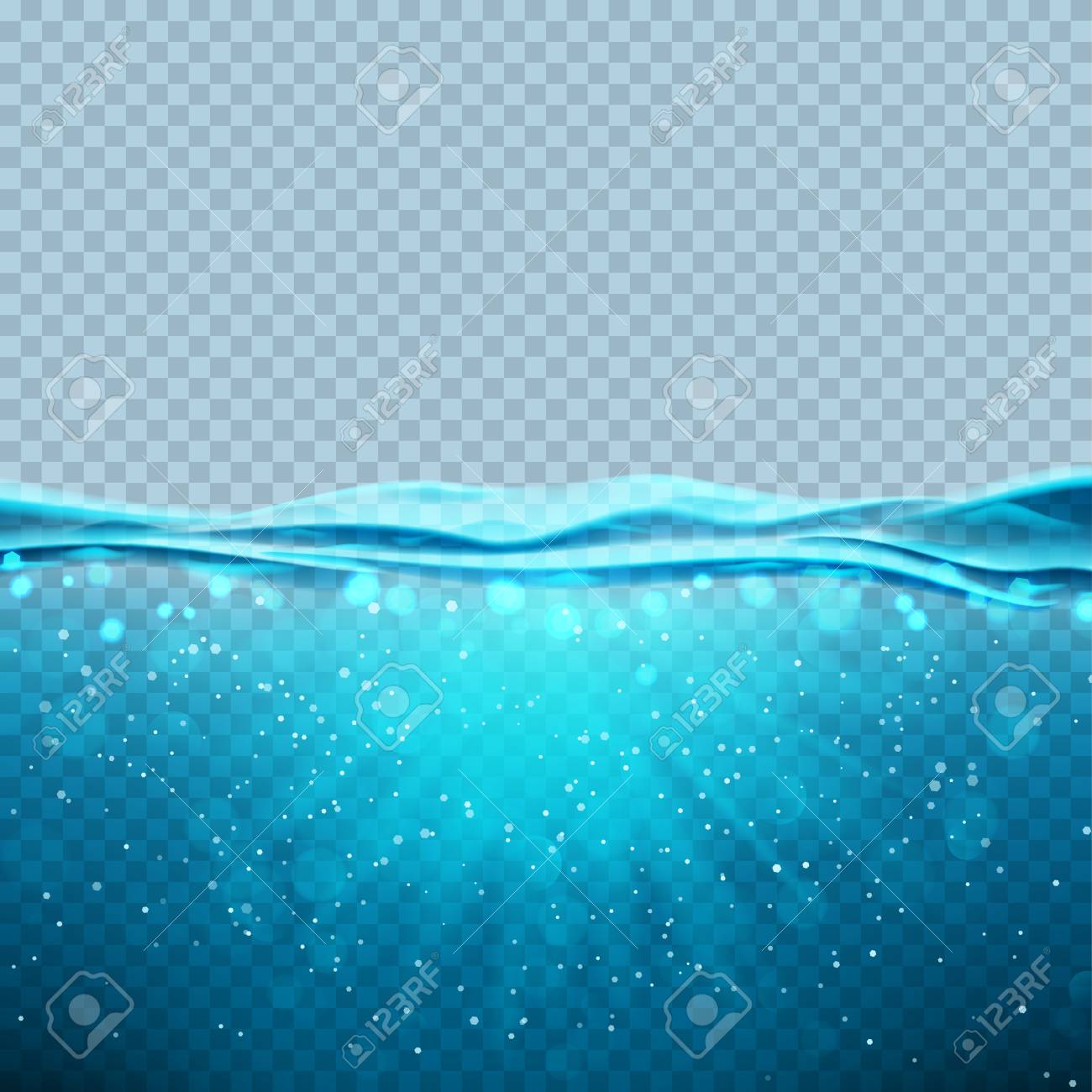 Transparent underwater blue ocean banner. Vector illustration...