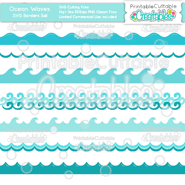 Ocean Wave Borders SVG Cutting Files for Silhouette, Cricut.