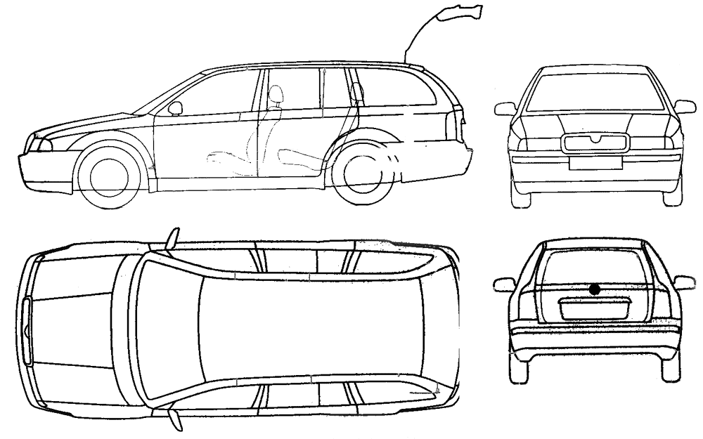 Схема автомобиля. Škoda Octavia 1996 чертеж. Skoda Octavia чертеж. Skoda Octavia a4 Blueprints. Skoda Octavia Tour универсал чертежи.