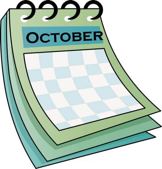 Clipart October Calendar Printable Word Searches