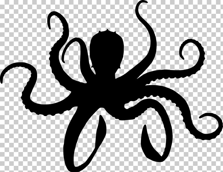 Octopus , Silhouette PNG clipart.