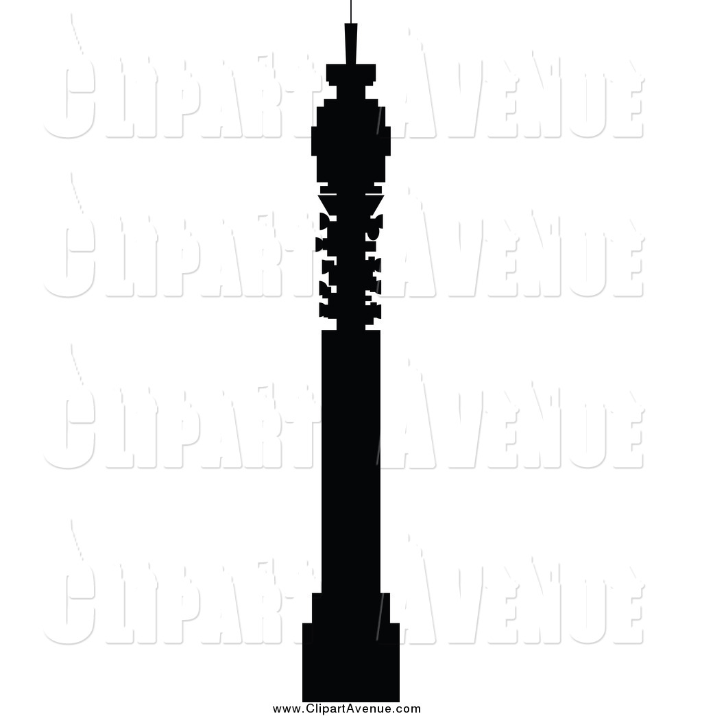 Avenue Clipart of a Silhouetted Post Office Tower by cidepix.