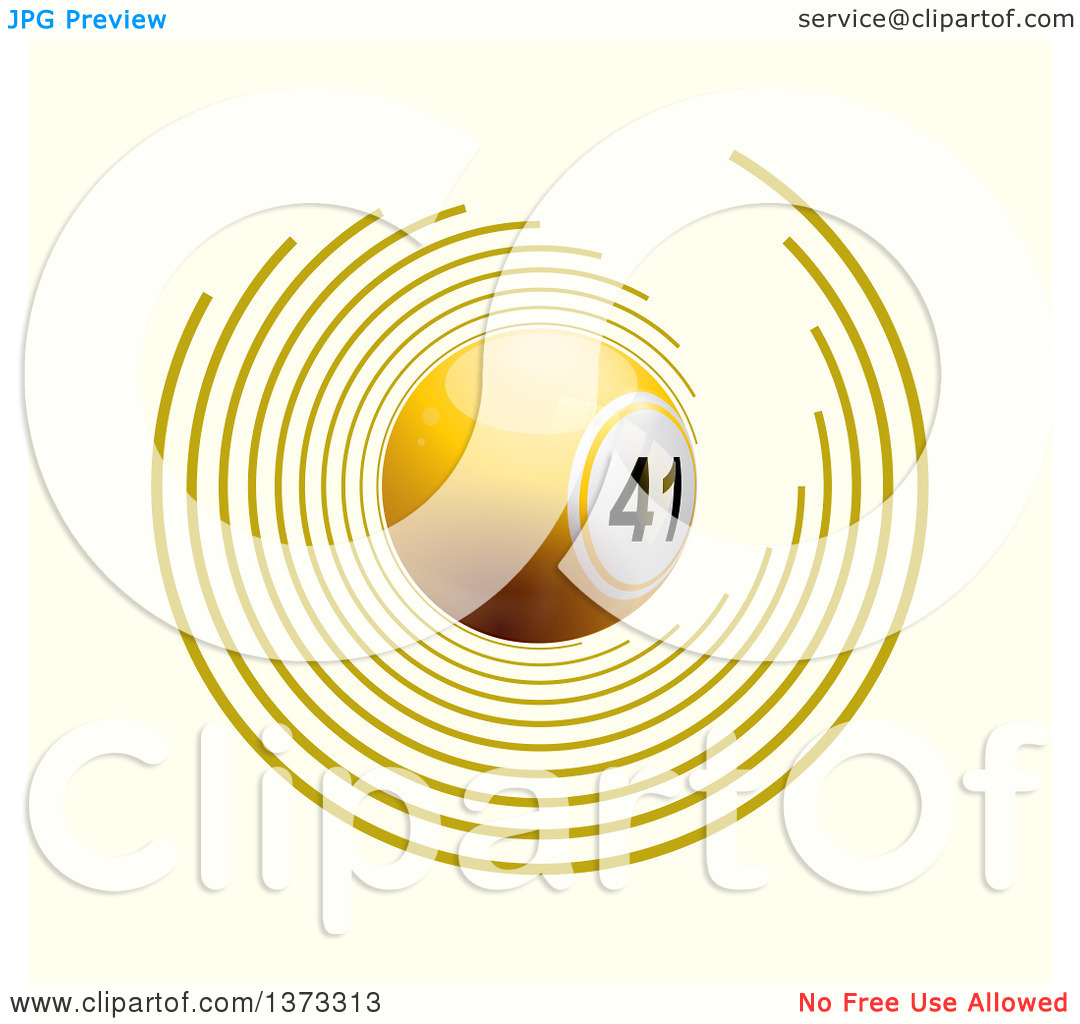 Clipart of a 3d Yellow Bingo Ball with Circles on off White.