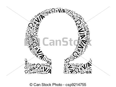 Stock Images of ohm electrical formula text on ohm symbol graphic.