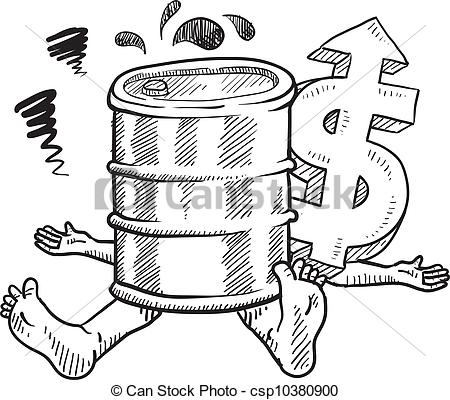 Vector Clipart of Crushed by oil prices sketch.