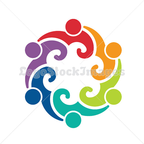 People logo six persons in circle clip art. Concept for a.