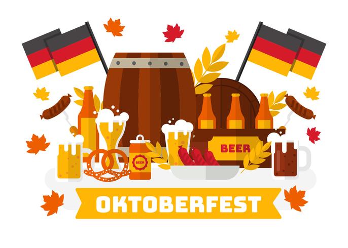 Oktoberfest With Bavarian Food Vector..