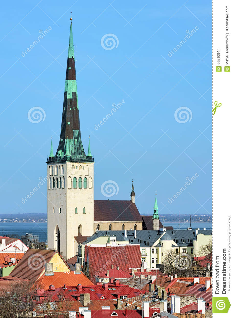 View Of The St. Olaf's Church In The Tallinn Old Town, Estonia.