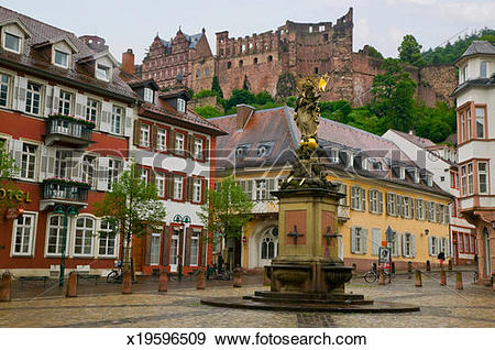 Stock Photograph of Germany, Heidelberg, old town centre with.