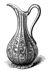 vintage wine decanter clip art, antique wine bottle image, black.