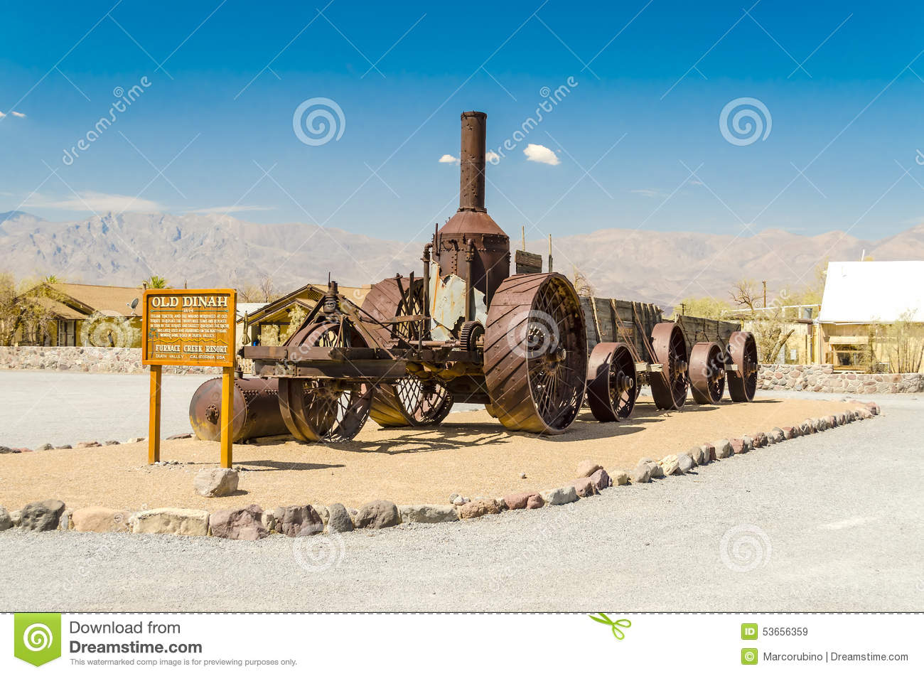 Coal Burning Old Dinah Steam Tractor At Furnace Creek Ranch In D. Coal Burning Old Dinah Steam Tractor At Furnace Creek Ranch In D.