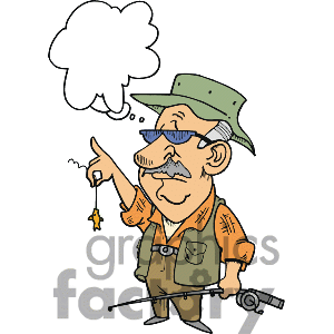 Old man fishing clipart image.