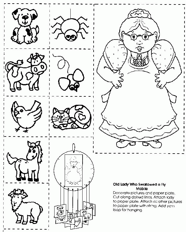 Free Coloring Pages Downloadable Old Woman Who Swallowed A.