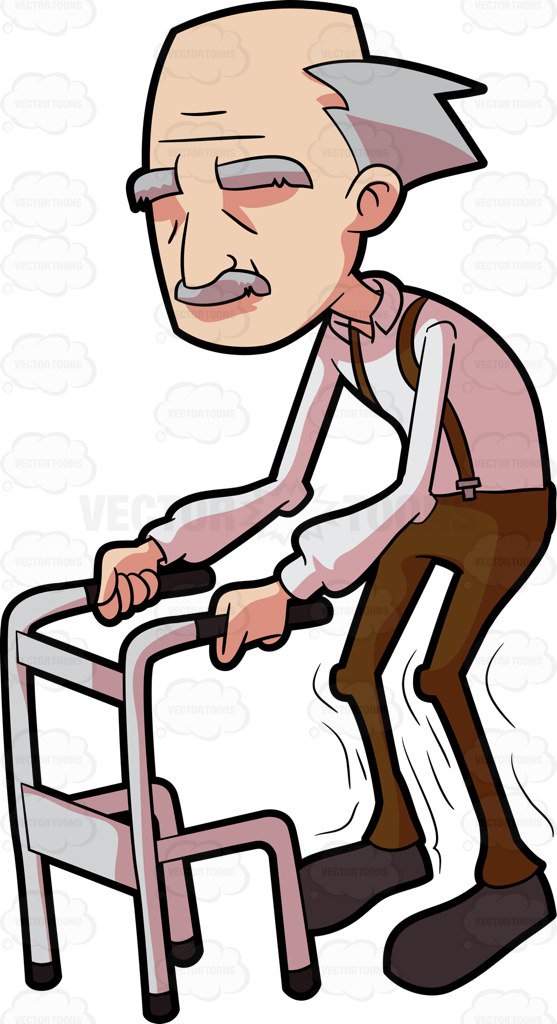 Old Man With Walker Clipart.