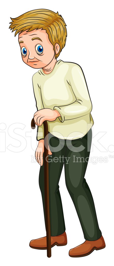 old man walking with a cane Clipart Image.