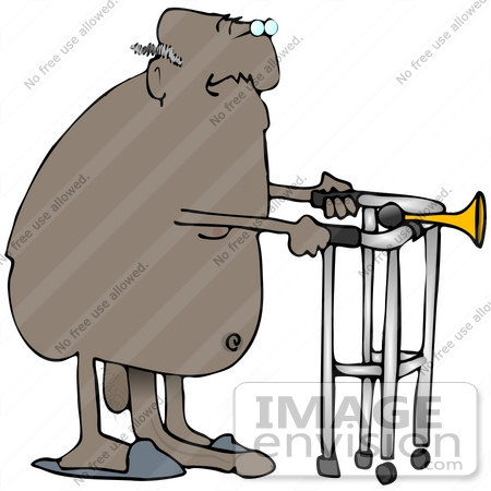 Old Man With Walker Clipart.