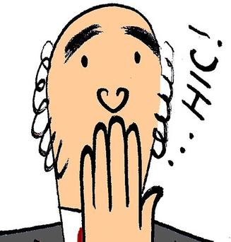 Old man with hiccups clipart.