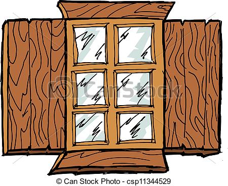 Vector Illustration of Old wooden window with the storm window.