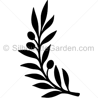 Silhouette Olive Branch Clipart.