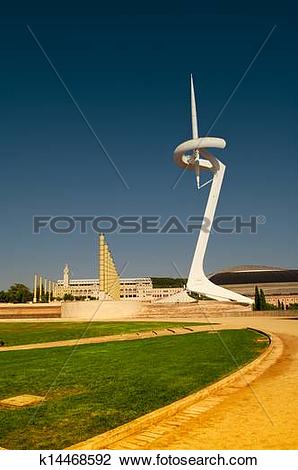 Clip Art of Montjuic Olympic Park in Barcelona, Spain k14468592.