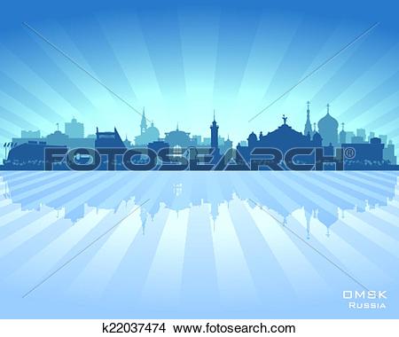Clipart of Omsk Russia skyline city silhouette k22037474.