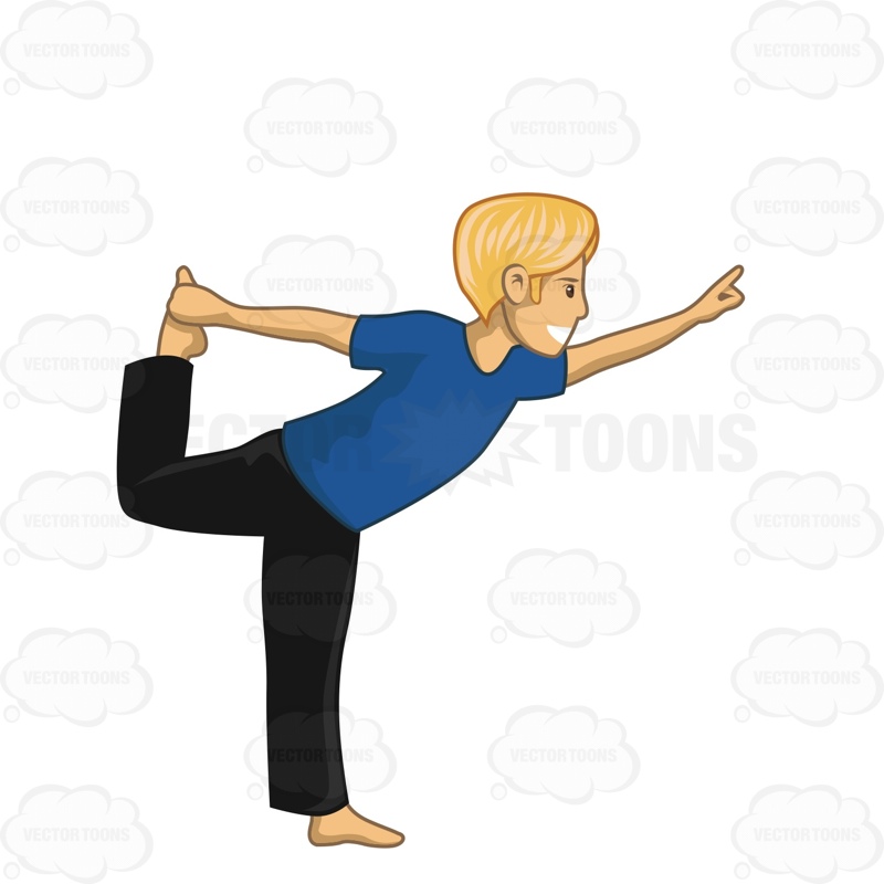 Man Standing While Holding One Leg Behind Him Cartoon Clipart.