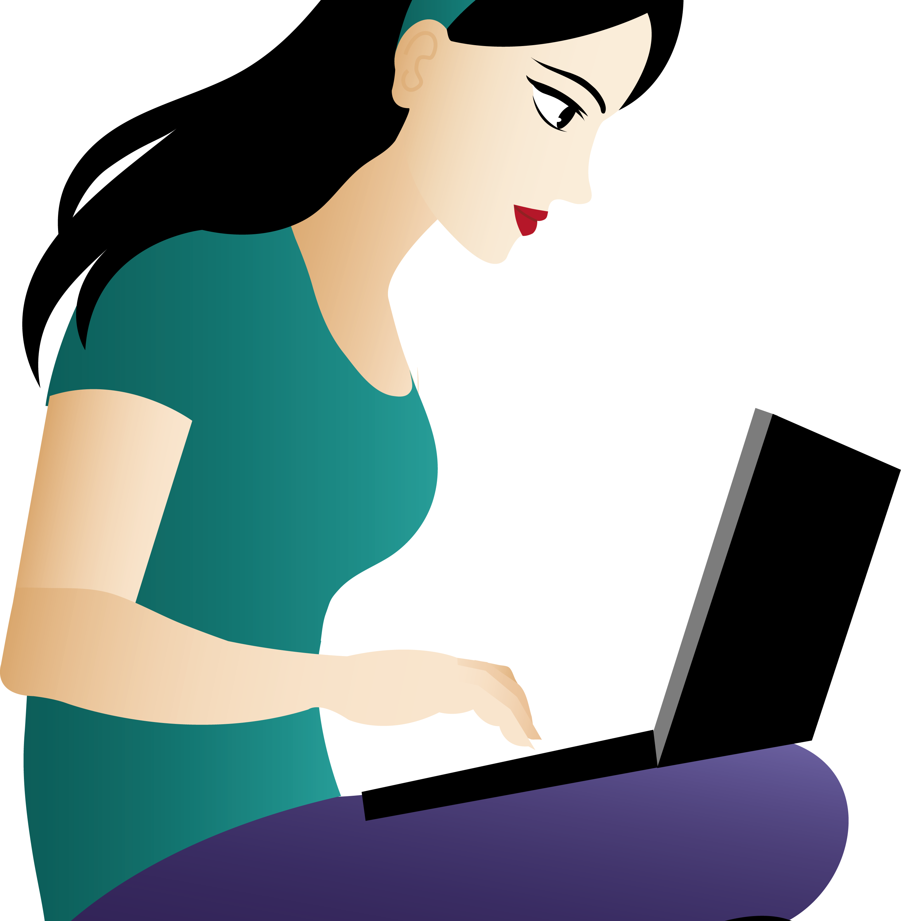 Girl On Computer Clipart.