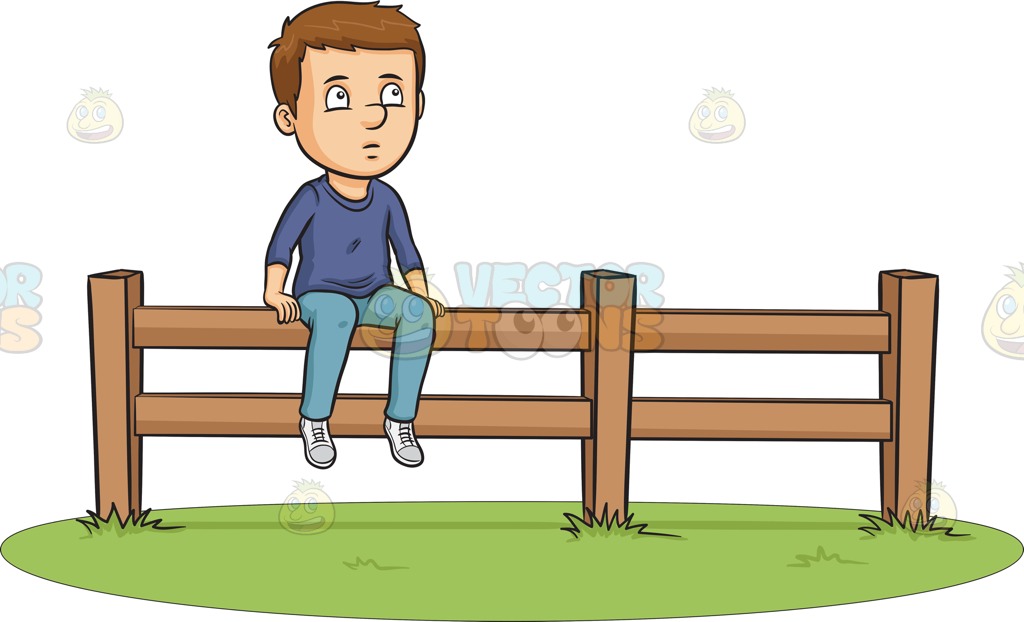 On The Fence Cartoon Clipart.