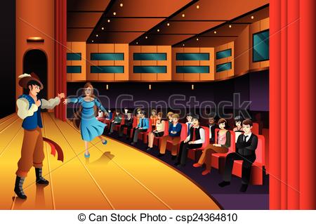 Vector Clip Art of People performing on a stage.