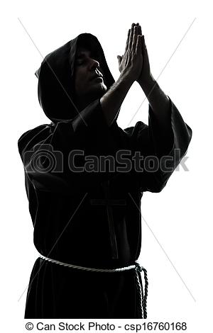 Stock Photo of man monk priest silhouette praying.