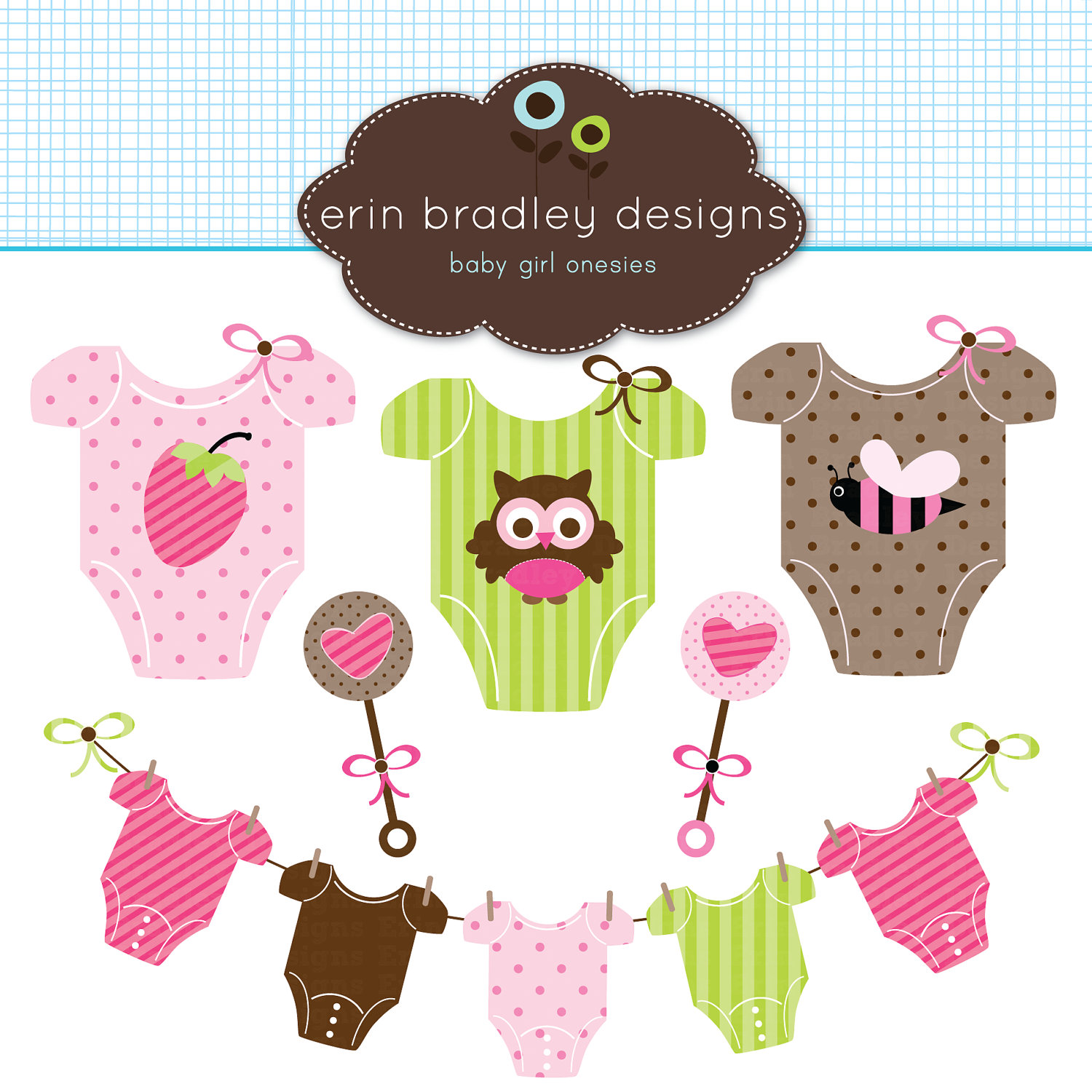 Baby Girl Tees Clipart Clip Art Personal & Commercial Use.