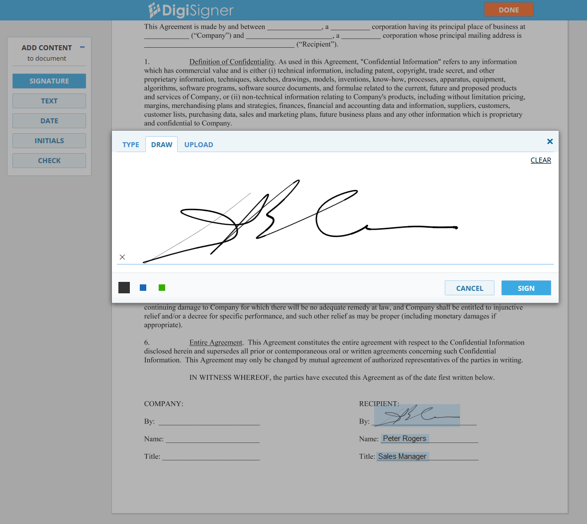 create a signature in pdf