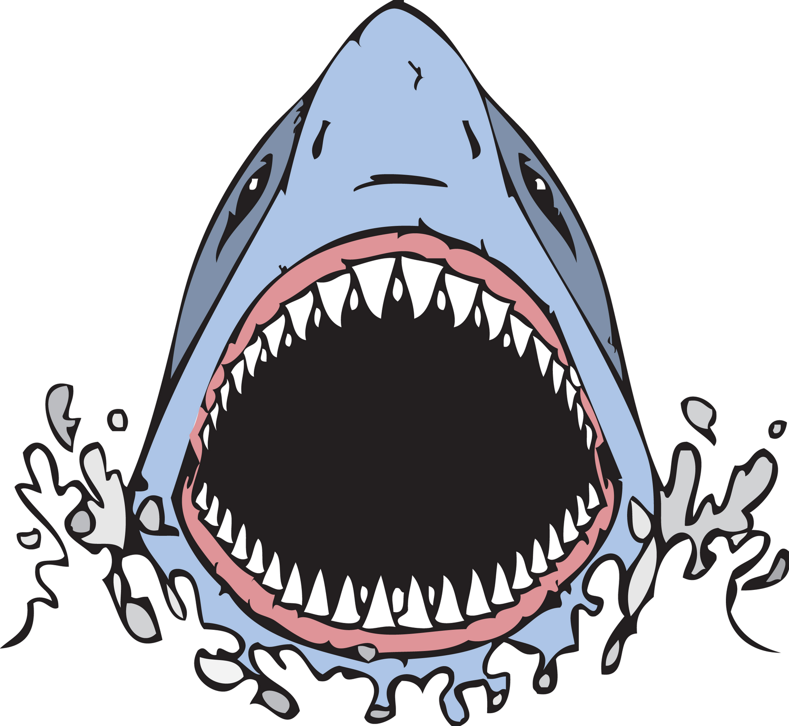 Open Mouth Front View Drawing Great White Shark Clipart.