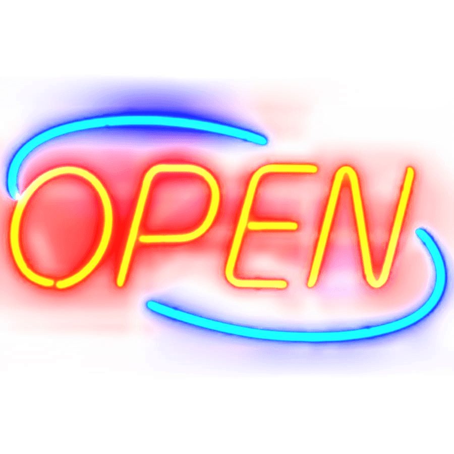 Open Neon Sign transparent PNG.