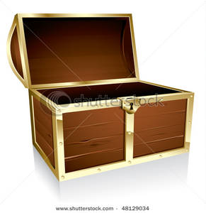 An Open Wood Treasure Chest.