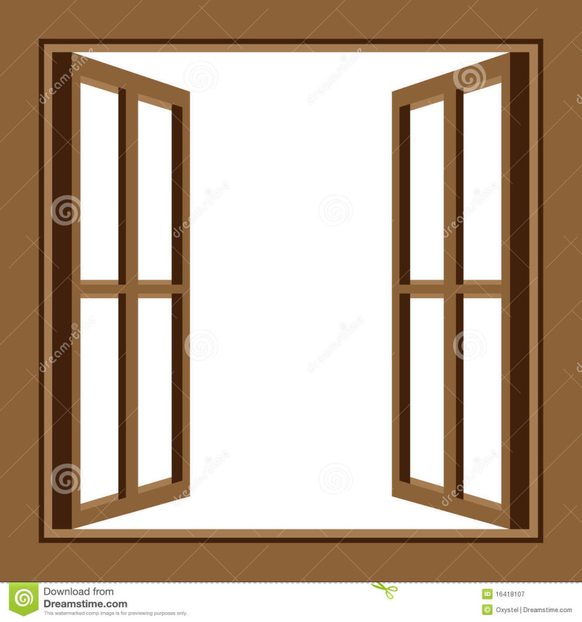 Open Window With Curtain Clipart.