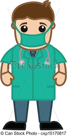 Vector Clip Art of Doctor in Operation Theater Dress.