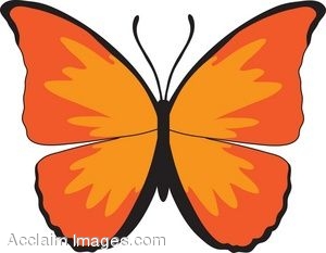 Clip Art Picture of an Orange Butterfly.