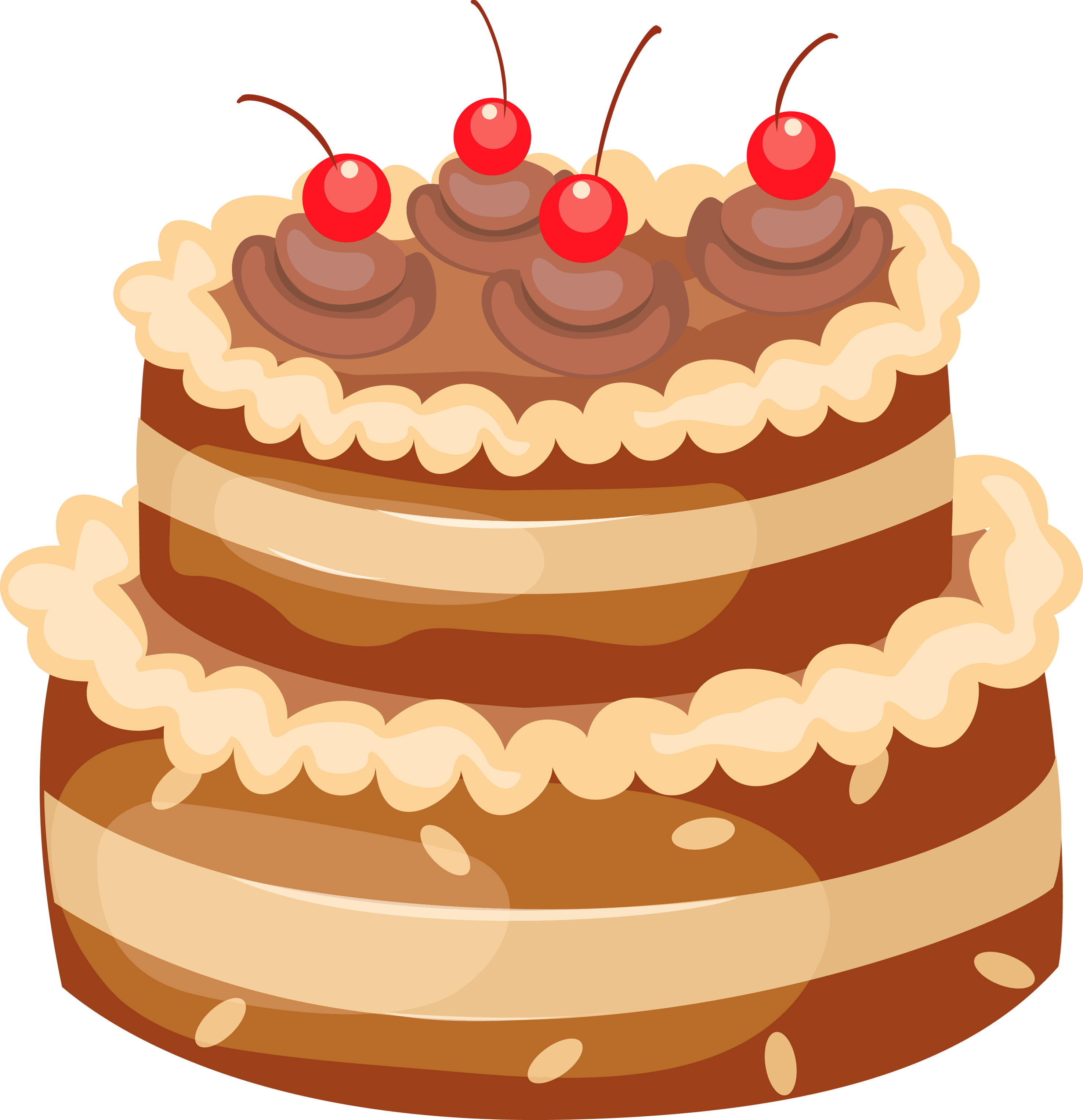 Chocolate Cake with Cherries PNG Large Clipart.
