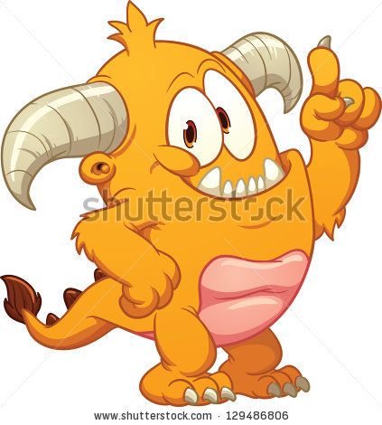 Cute orange monster. Vector clip art illustration with.