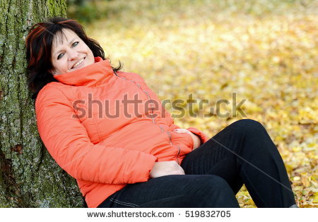 Portrait Smilling Middle Aged Ordinary Caucasian Stock Photo.