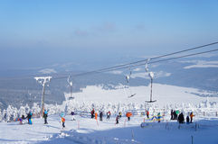The Ore Mountains In Winter Stock Photo.