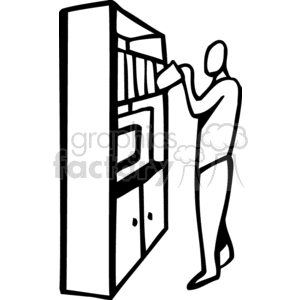 Black and white person organizing clipart. Royalty.
