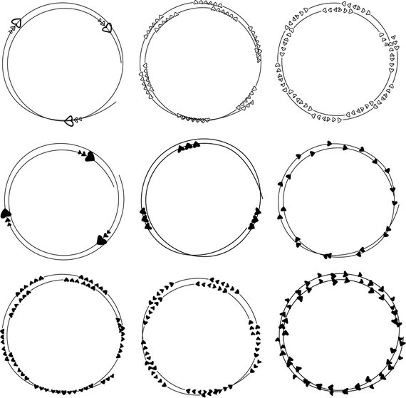 Hand Drawn Heart Frame Clipart, Dividers Round Frames.