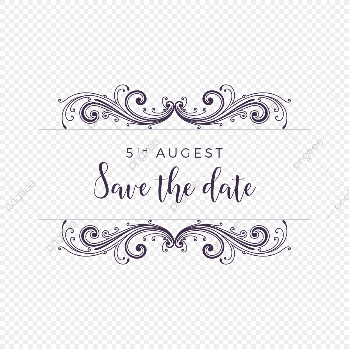 Vintage Style Save The Date Ornament Vector, Vintage.