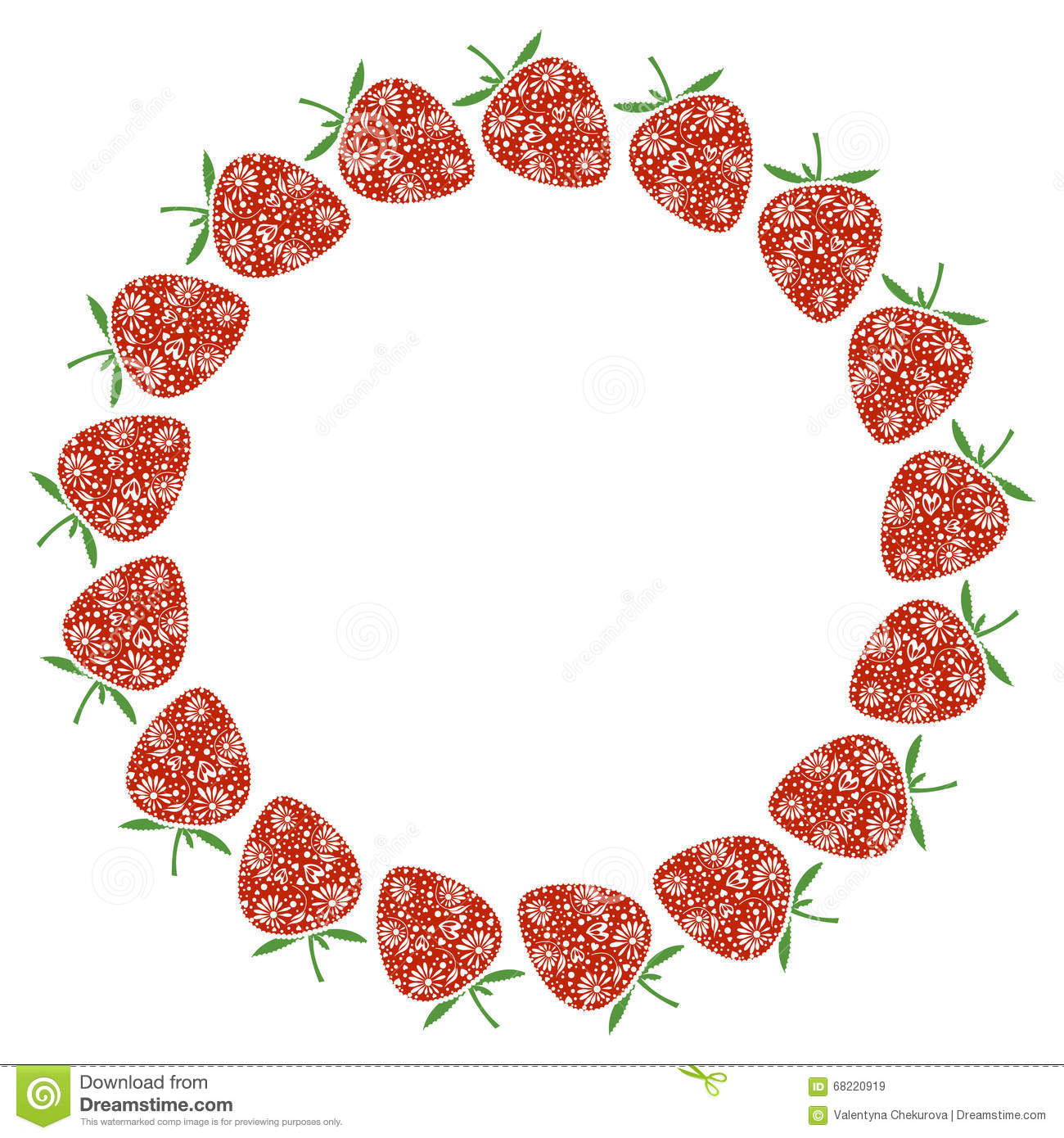 Vector Card With Berries. Empty Round Form With Ornamental.