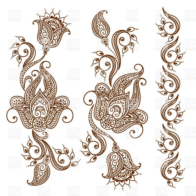 Mehndi style ornamental flower for tattoo.